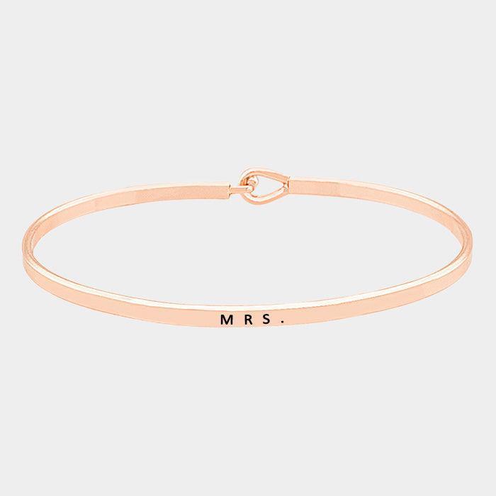 Rose Gold MRS. thin metal hook bracelet - Jewelry Store by Erik Rayo
