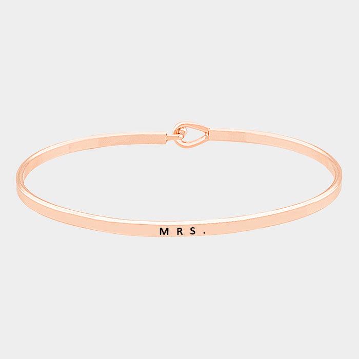 Rose Gold MRS. thin metal hook bracelet