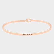 Load image into Gallery viewer, Rose Gold Wifey thin metal hook bracelet
