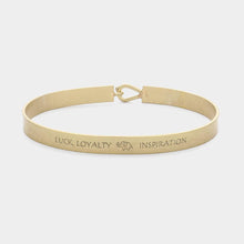 Load image into Gallery viewer, Gold Luck, Loyalty Inspiration Message Metal Elephant Hook Bangle Bracelet
