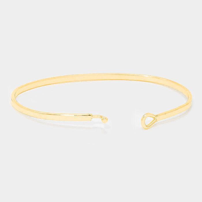 Gold '2G2BT' Brass Thin Metal Hook Bracelet - Jewelry Store by Erik Rayo
