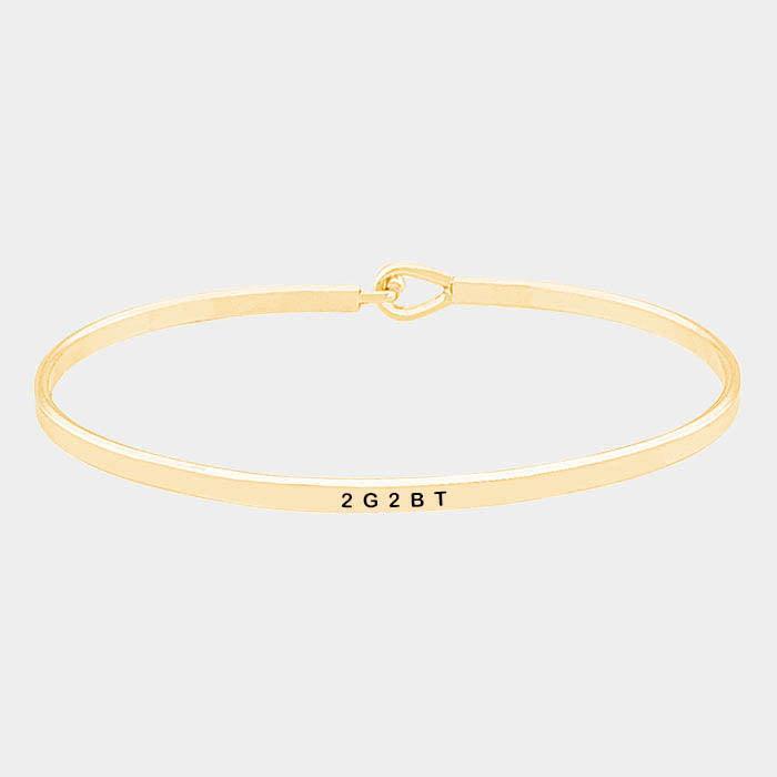 Gold '2G2BT' Brass Thin Metal Hook Bracelet - Jewelry Store by Erik Rayo