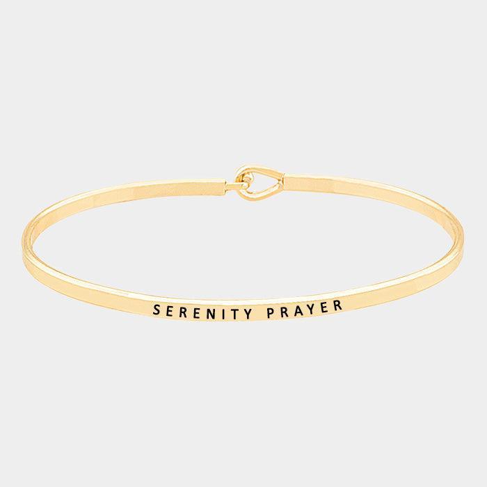 Gold Serenity prayer thin metal hook bracelet - Jewelry Store by Erik Rayo