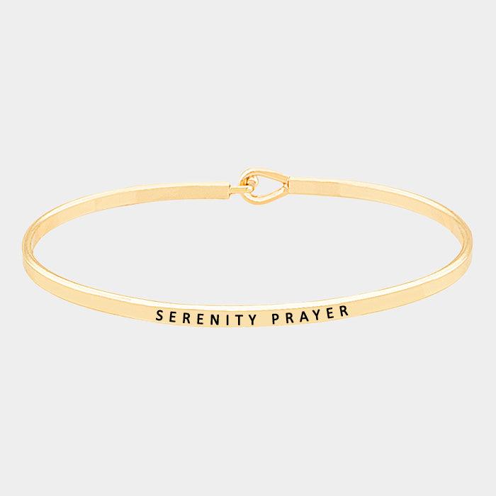 Gold Serenity prayer thin metal hook bracelet