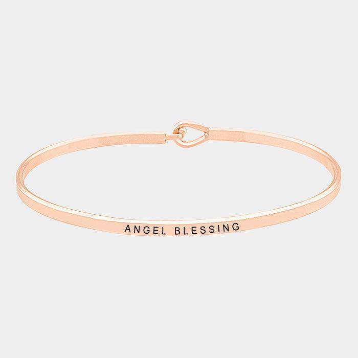 Rose Gold Angel blessing thin metal hook bracelet - Jewelry Store by Erik Rayo
