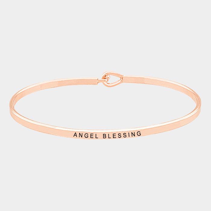 Rose Gold Angel blessing thin metal hook bracelet