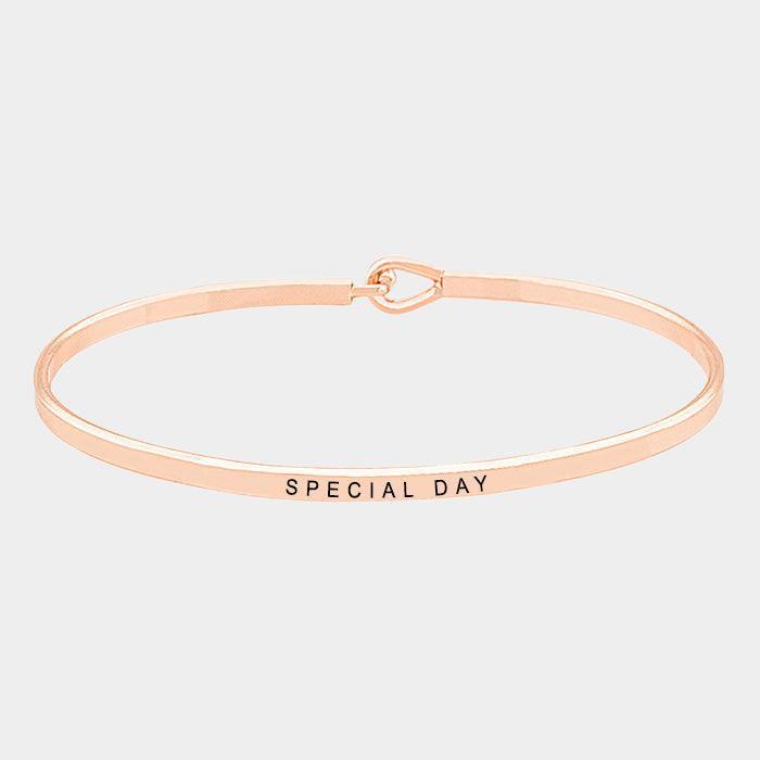 Rose Gold Special day thin metal hook bracelet - Jewelry Store by Erik Rayo