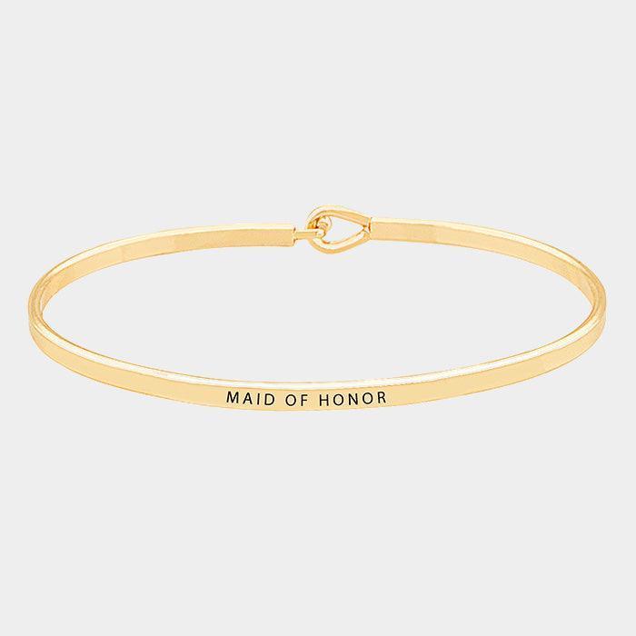 Gold Maid of Honor Thin Metal Hook Bracelet - Jewelry Store by Erik Rayo