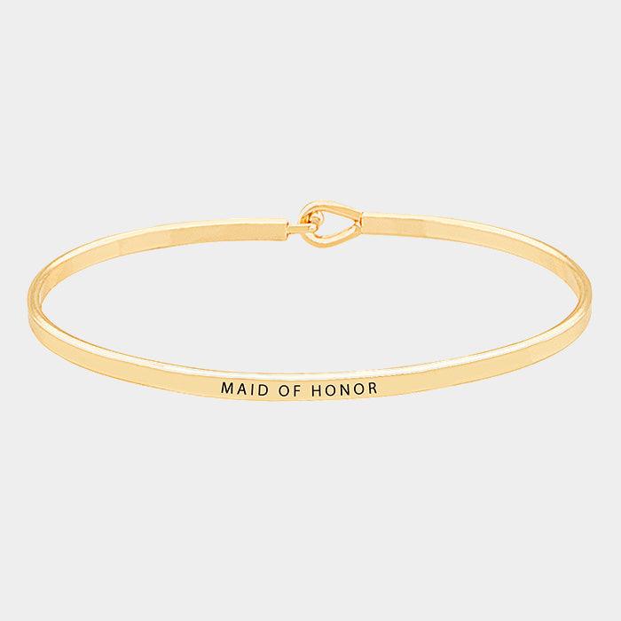 Gold Maid of Honor Thin Metal Hook Bracelet