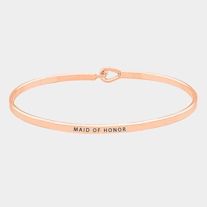 Rose Gold Maid of Honor Thin Metal Hook Bracelet - Jewelry Store by Erik Rayo