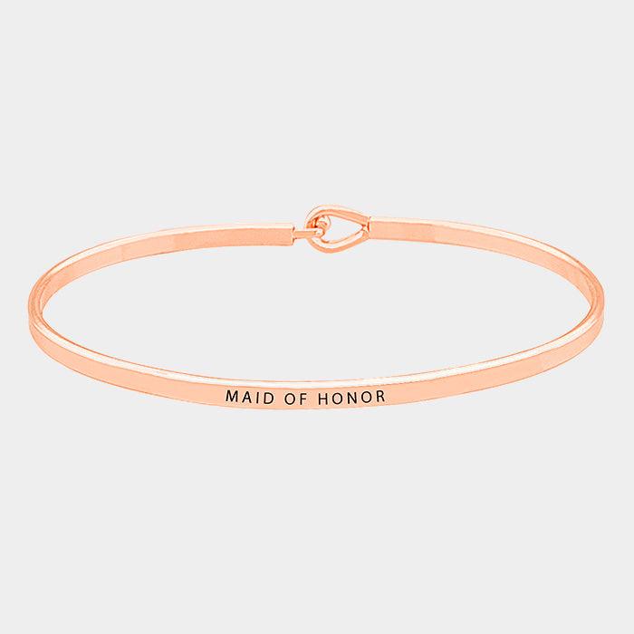 Rose Gold Maid of Honor Thin Metal Hook Bracelet