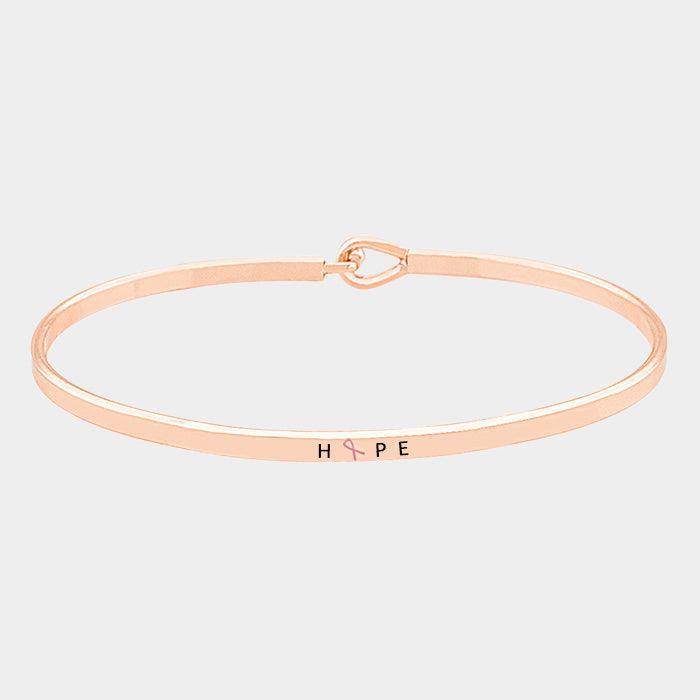 Rose Gold Hope _ Thin Metal Pink Ribbon Hook Bracelet - Jewelry Store by Erik Rayo