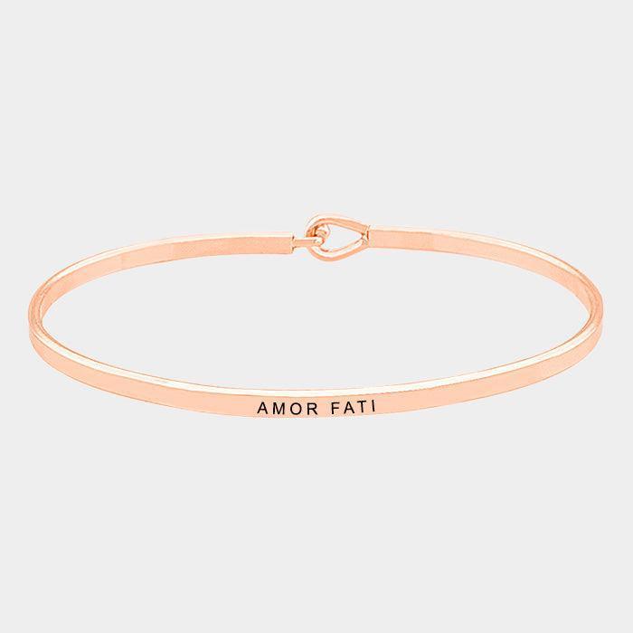 Rose Gold Amor Fati Brass Thin Metal Hook Bracelet - Jewelry Store by Erik Rayo