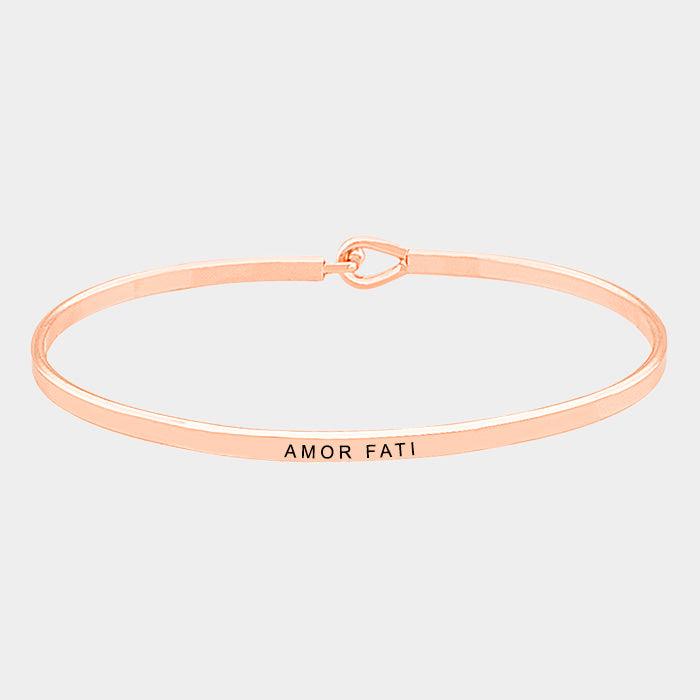 Rose Gold Amor Fati Brass Thin Metal Hook Bracelet