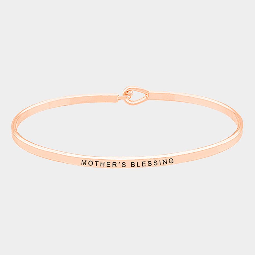 Gold Mother's Blessing Brass Thin Metal Hook Bracelet