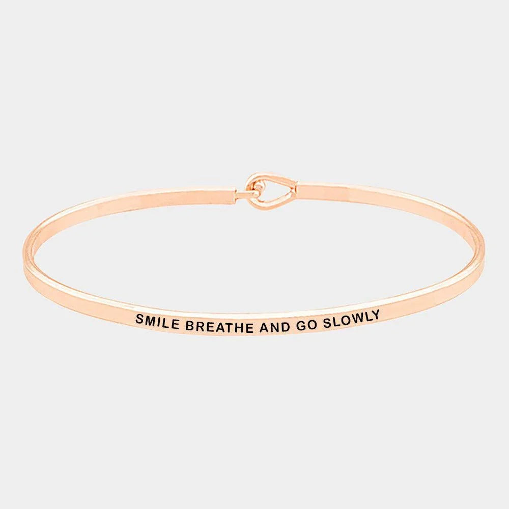 Rose Gold Smile Breathe Brass Thin Metal Hook Bracelet - Jewelry Store by Erik Rayo