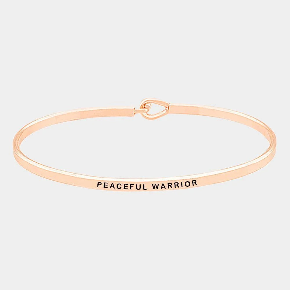 Peaceful Warrior Brass Thin Metal Hook Bracelet - Jewelry Store by Erik Rayo