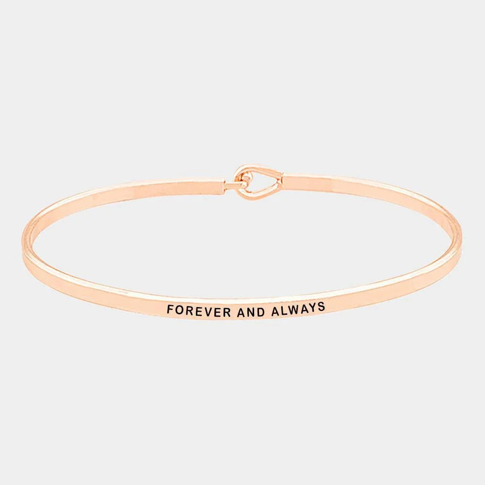 Rose Gold Forever and Always Brass Thin Metal Hook Bracelet - Jewelry Store by Erik Rayo
