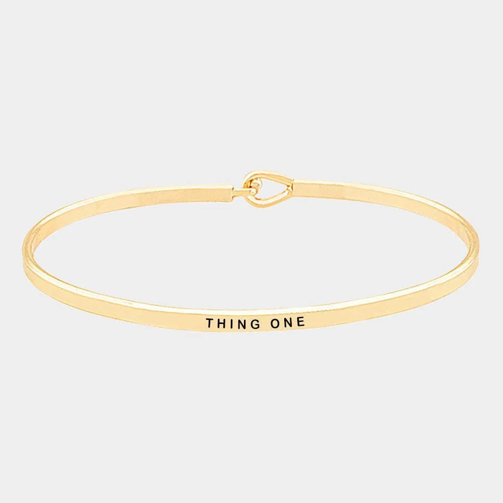 Gold Thing One Brass Thin Metal Hook Bracelet - Jewelry Store by Erik Rayo