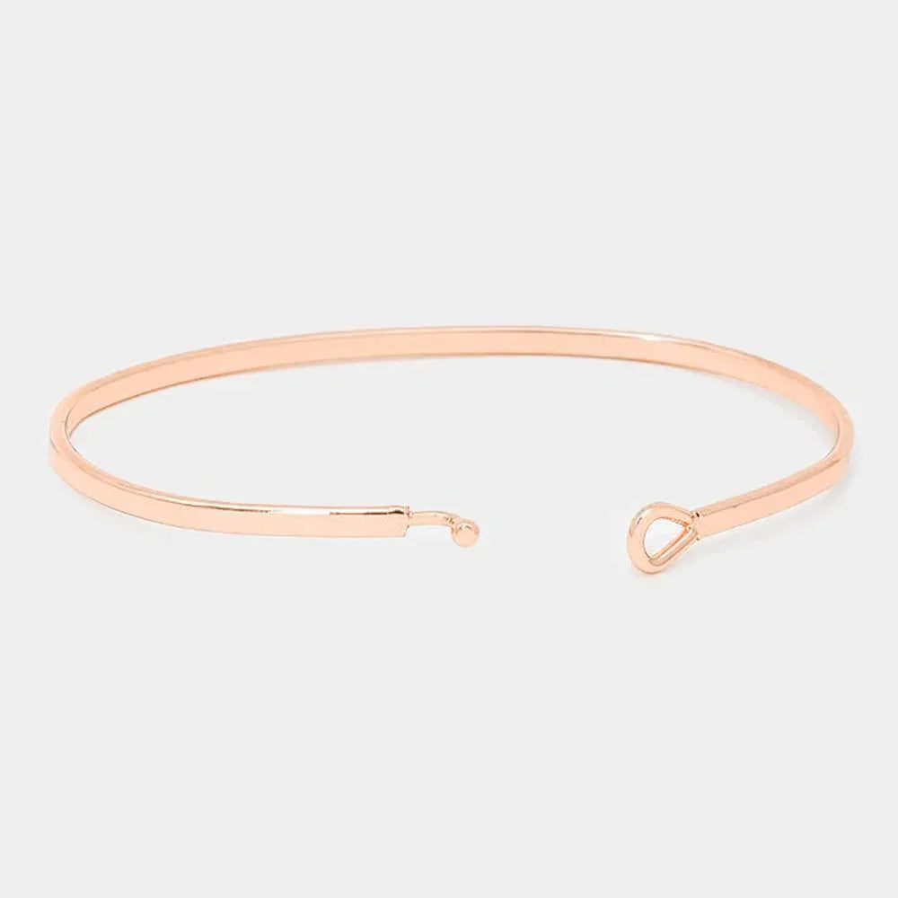 Rose Gold NO MUD,NO LOTUS Brass Thin Metal Hook Bracelet - Jewelry Store by Erik Rayo
