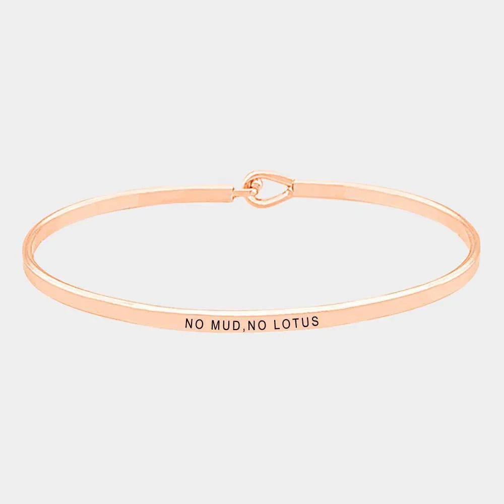 Rose Gold NO MUD,NO LOTUS Brass Thin Metal Hook Bracelet - Jewelry Store by Erik Rayo