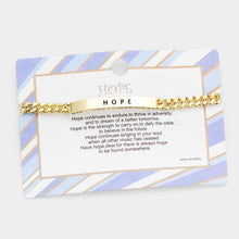 Load image into Gallery viewer, Gold HOPE Curved Metal Bar Message Bracelet
