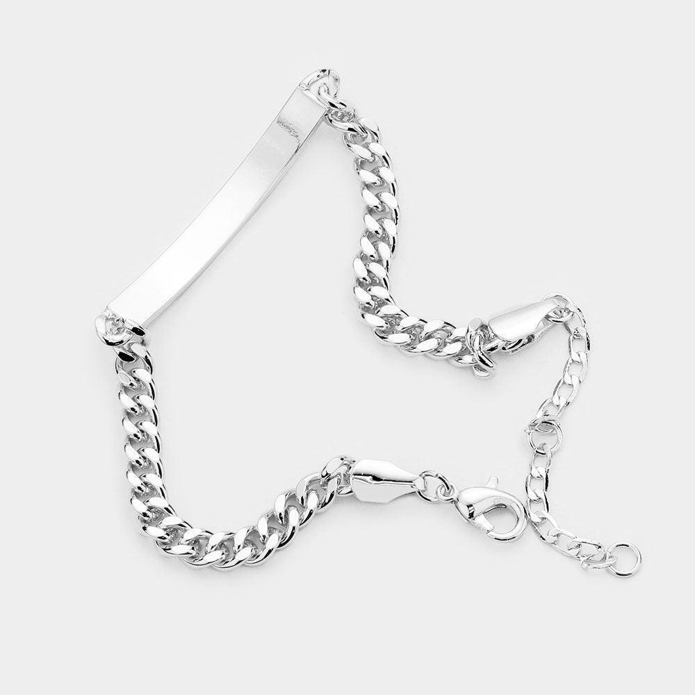 BE TRUE, BE YOU, BE KIND Curved Metal Bar Message Bracelet - Jewelry Store by Erik Rayo