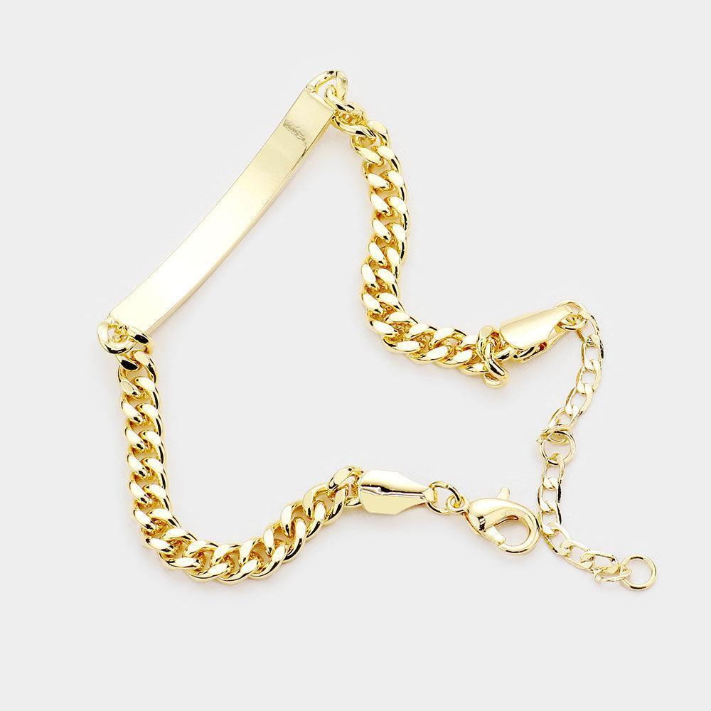 Gold DREAM Curved Metal Bar Message Bracelet - Jewelry Store by Erik Rayo