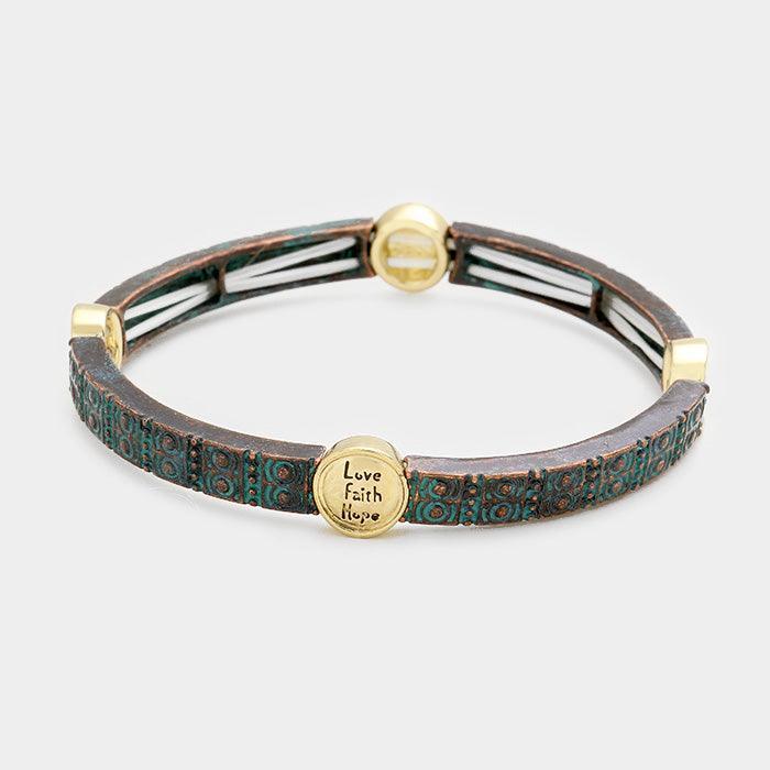 Love Faith Hope Metal Stretch Bracelet - Jewelry Store by Erik Rayo