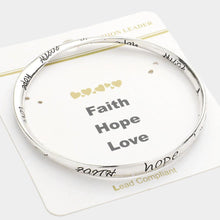 Load image into Gallery viewer, Silver Faith Hope Love message stretch bracelet
