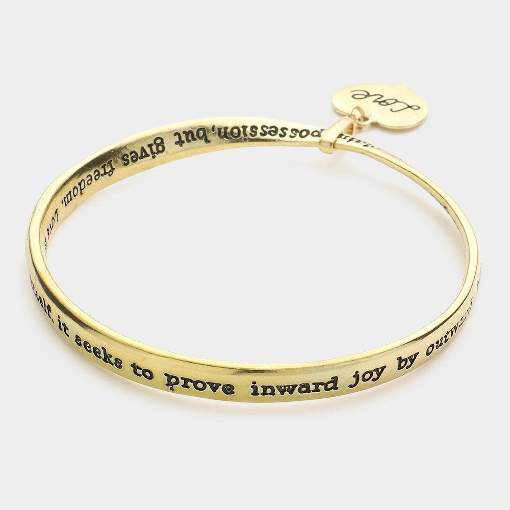 Gold Love Heart Message Bangle Bracelet - Jewelry Store by Erik Rayo