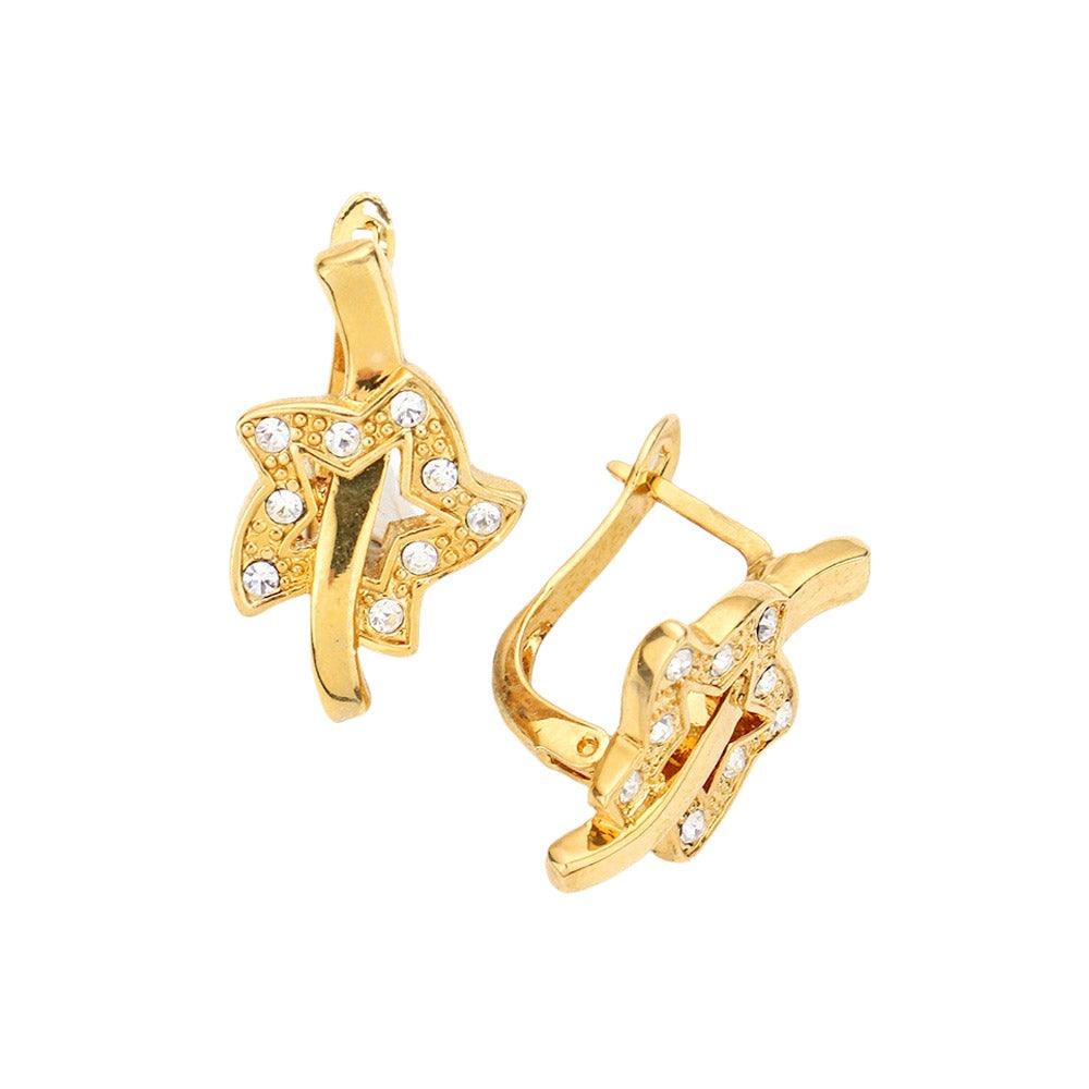 Gold Rhinestone Embellished Star Earrings - Jewelry Store by Erik Rayo