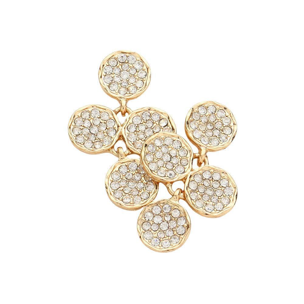 Gold Crystal Rhinestone Pave Disk Cluster Earrings - Jewelry Store by Erik Rayo