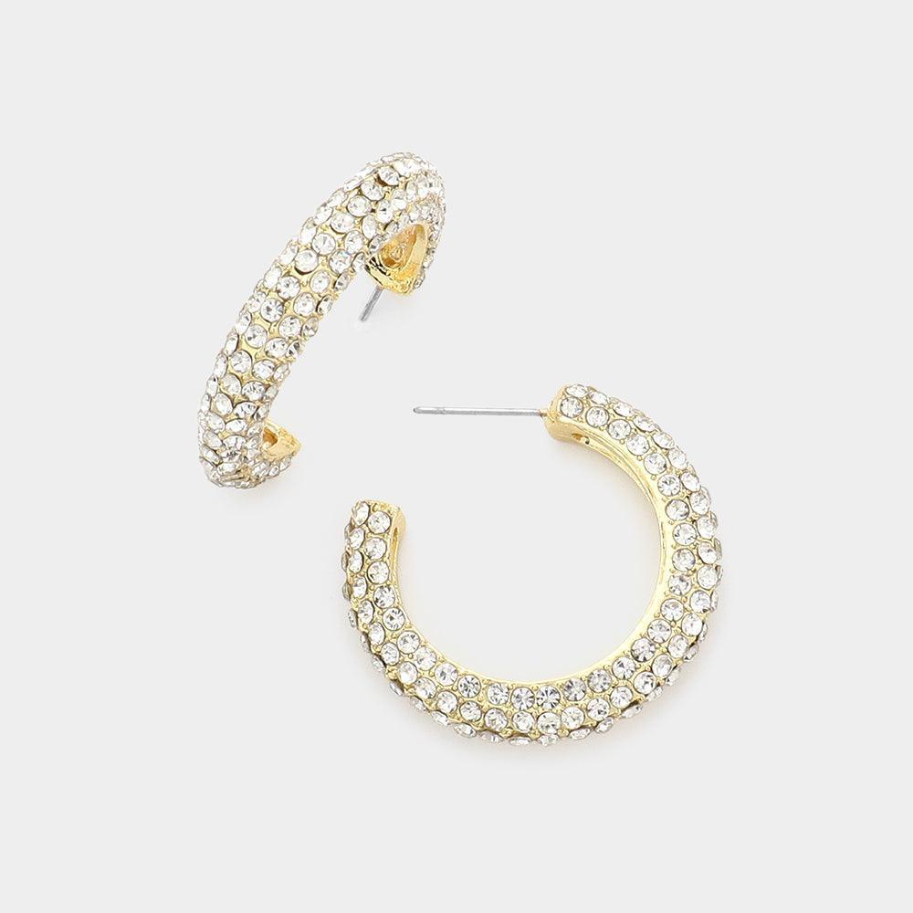 Gold CZ Embellished Hoop Earrings - Jewelry Store by Erik Rayo