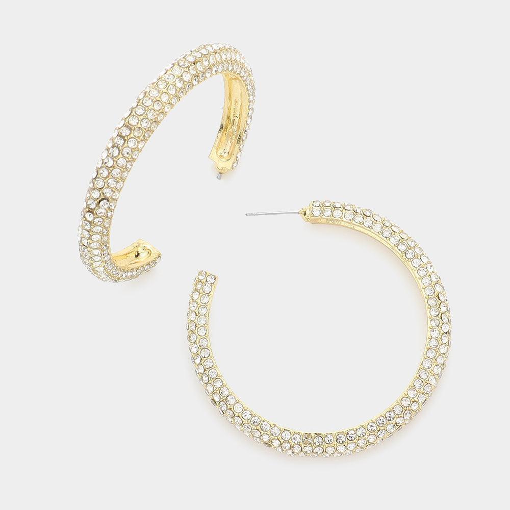Gold CZ Embellished Hoop Earrings - Jewelry Store by Erik Rayo