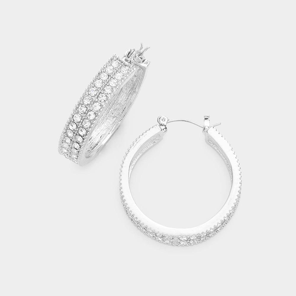 CZ Embellished Hoop Pin Catch Earrings - Jewelry Store by Erik Rayo