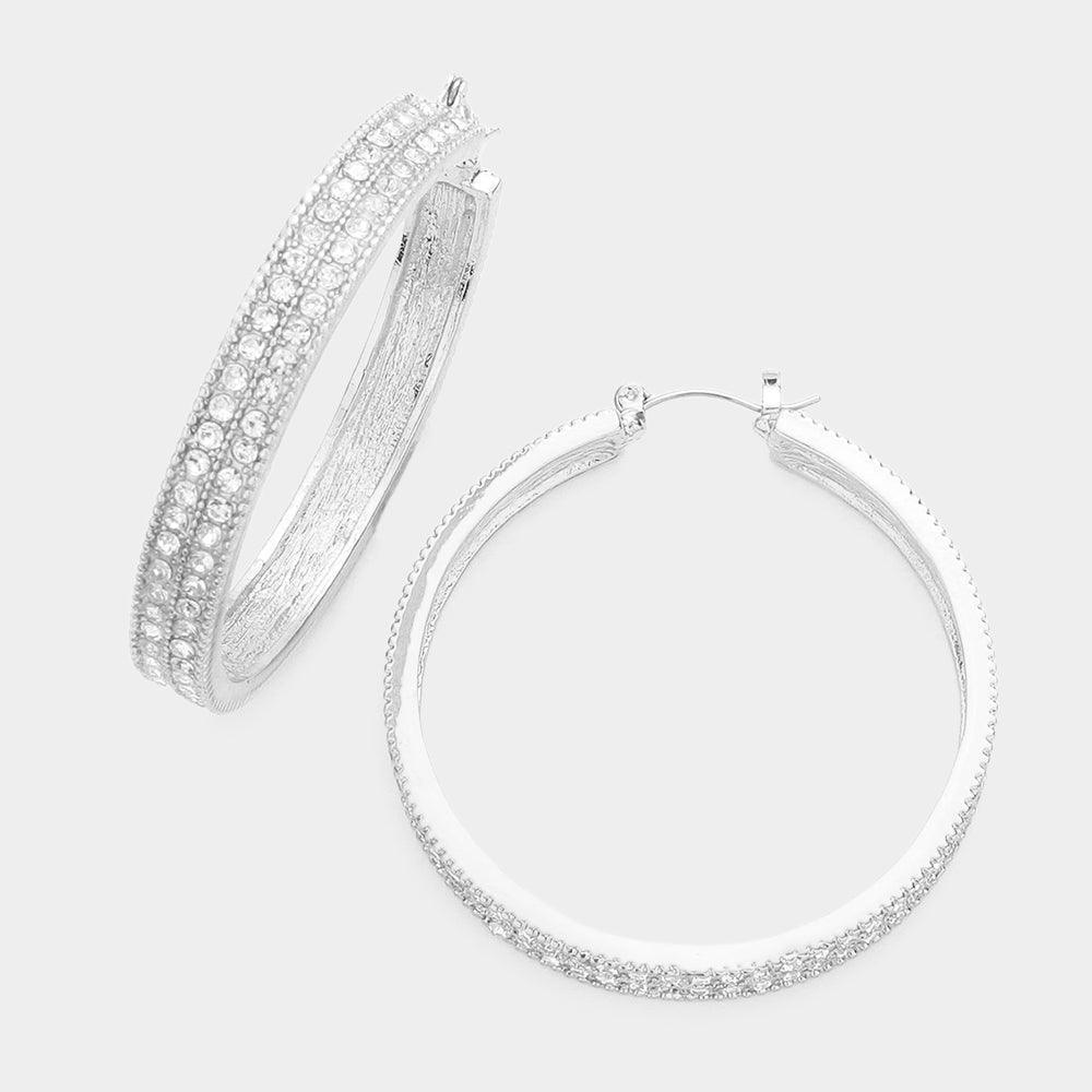 CZ Embellished Hoop Pin Catch Earrings - Jewelry Store by Erik Rayo