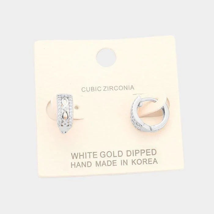 Gold White Gold Dipped Cubic Zirconia Huggie Earrings - Jewelry Store by Erik Rayo
