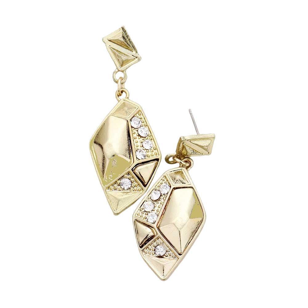 Gold Crystal detail geo metal earrings - Jewelry Store by Erik Rayo