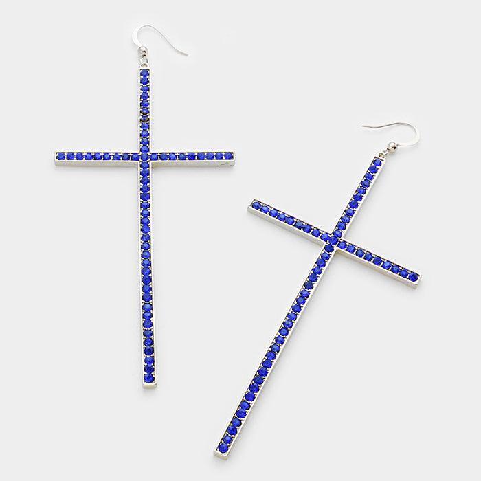 Blue Oversized cross earrings - Jewelry Store by Erik Rayo