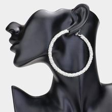 Load image into Gallery viewer, Silver Rhinestone Embellished Hoop Earrings
