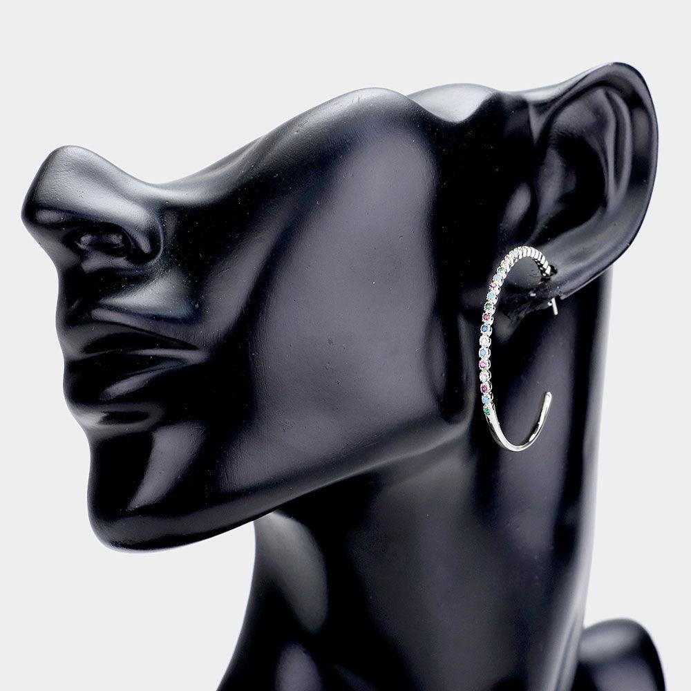 Gold White Gold Dipped CZ Open Hoop Earrings - Jewelry Store by Erik Rayo