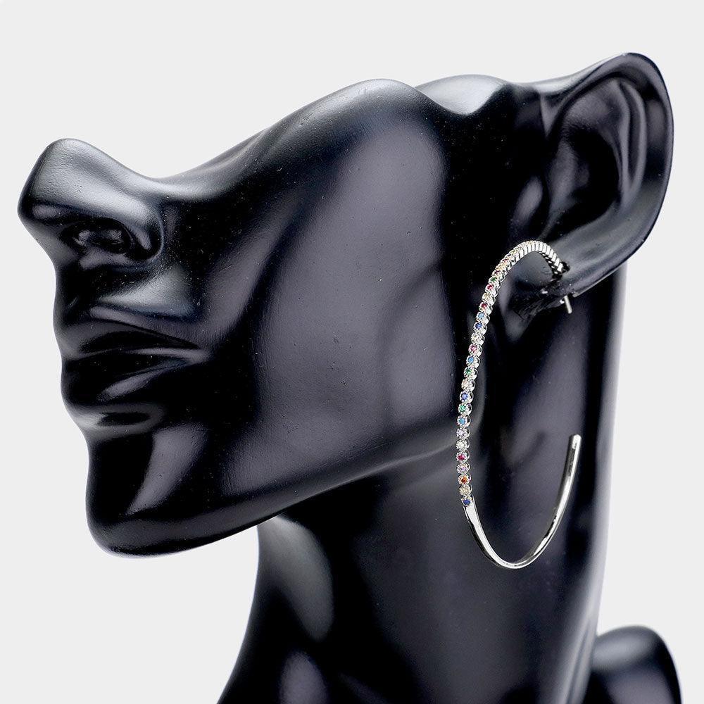 Gold White Gold Dipped CZ Open Hoop Earrings - Jewelry Store by Erik Rayo