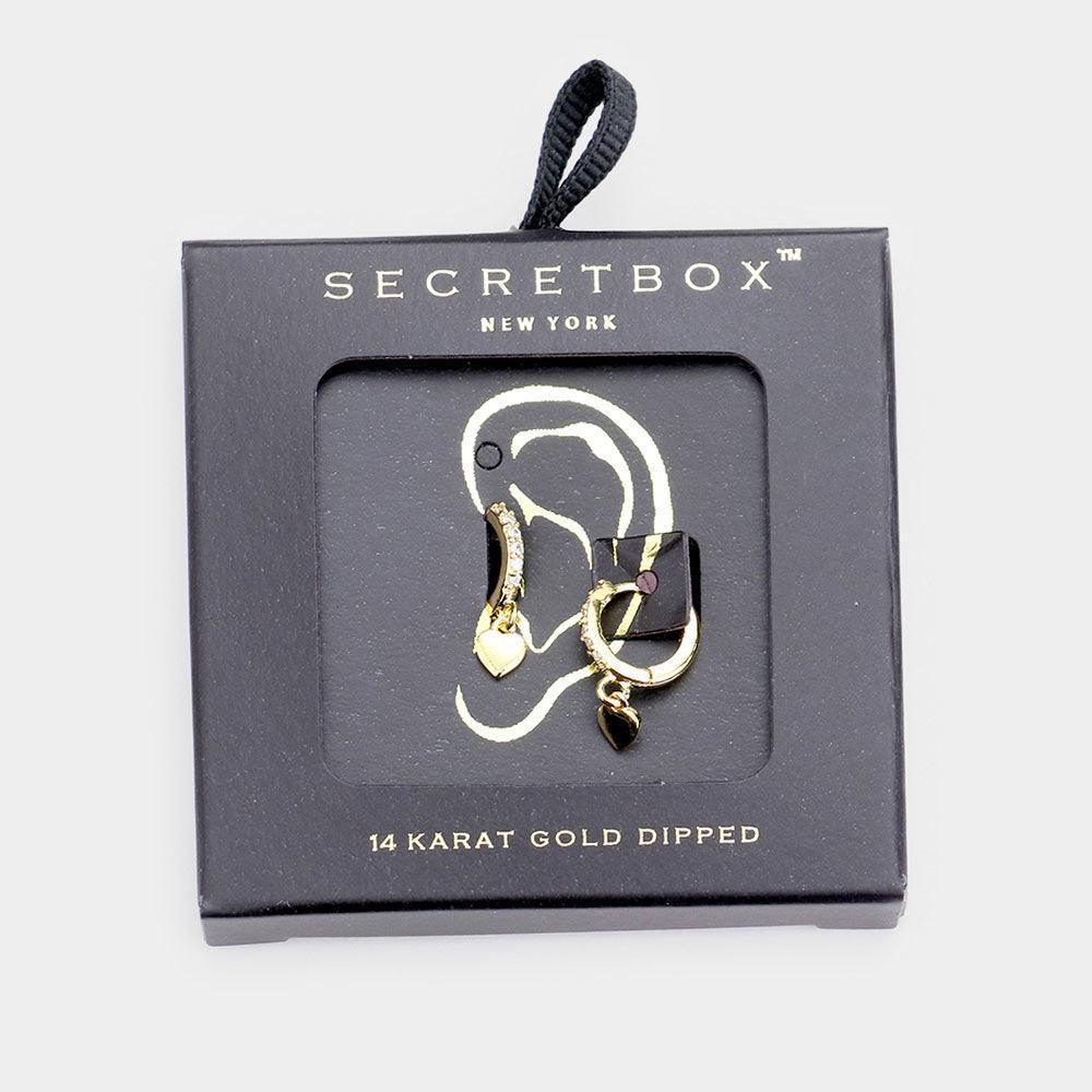 Gold 
14K Gold Dipped CZ Hoop Heart Earrings - Jewelry Store by Erik Rayo