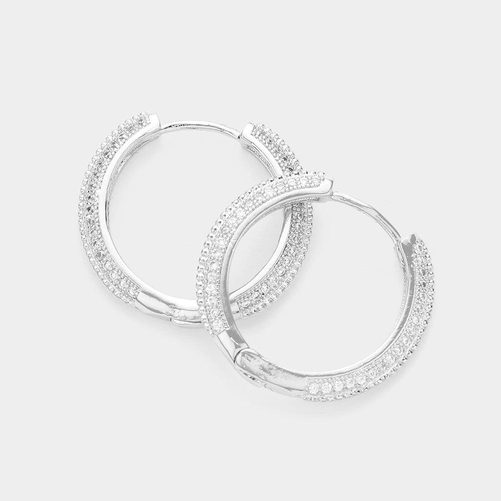 CZ Stone Paved Huggie Hoop Earrings