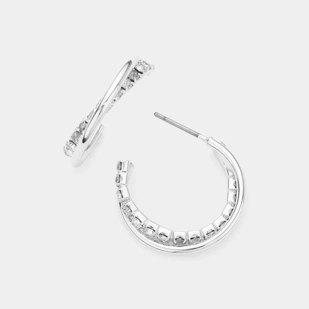 Stone Paved Metal Twisted Hoop Earrings - Jewelry Store by Erik Rayo
