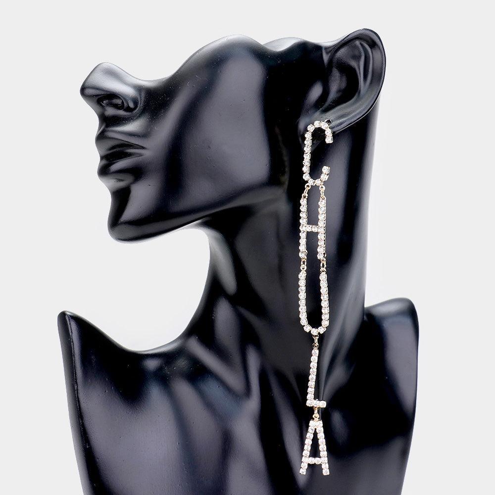 Gold Rhinestone &quot;CHULA&quot; Drop Earrings - Jewelry Store by Erik Rayo
