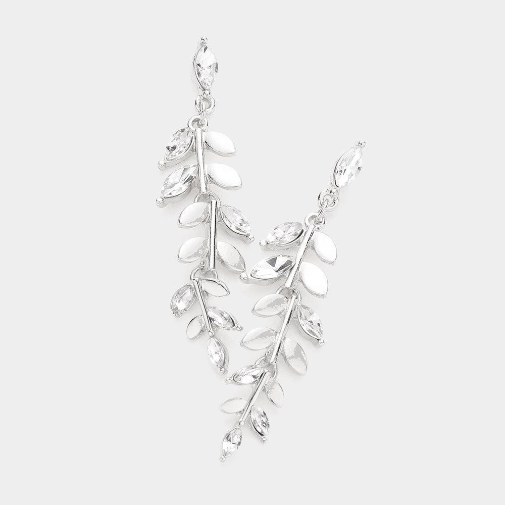 Marquise Stone Accented Leaf Cluster Vine Dangle Earrings - Jewelry Store by Erik Rayo