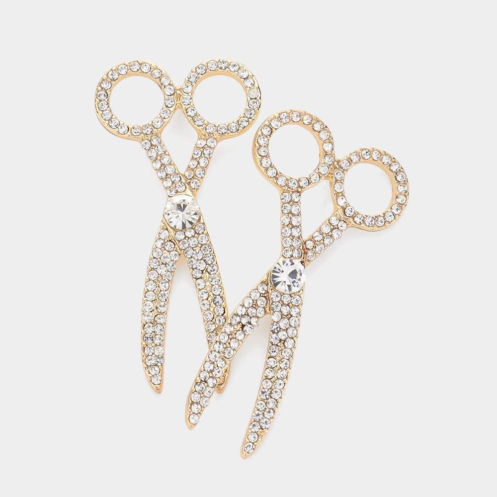 Clear Rhinestone Pave Scissors Earrings - Jewelry Store by Erik Rayo