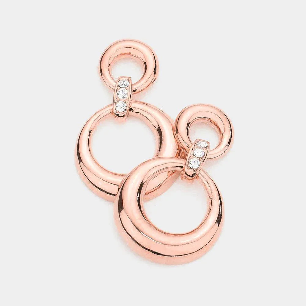 Rose Gold Crystal Detail Double Metal Door Knocker Hoop Earrings - Jewelry Store by Erik Rayo